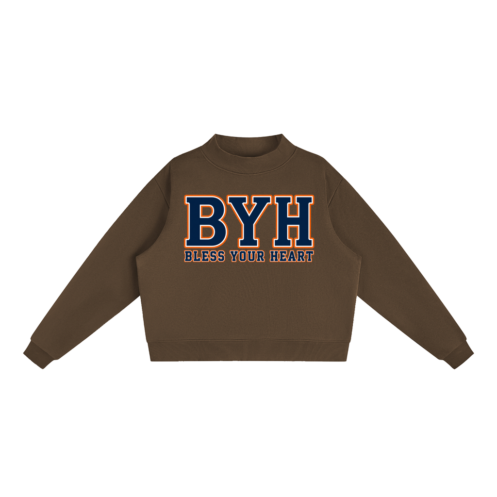College Aub Essential Fleece Mock-Neck Crew Sweatshirt